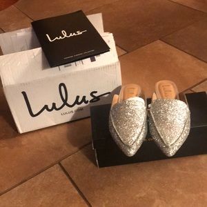 Lulus Joelle Silver Glitter Loafer Slides